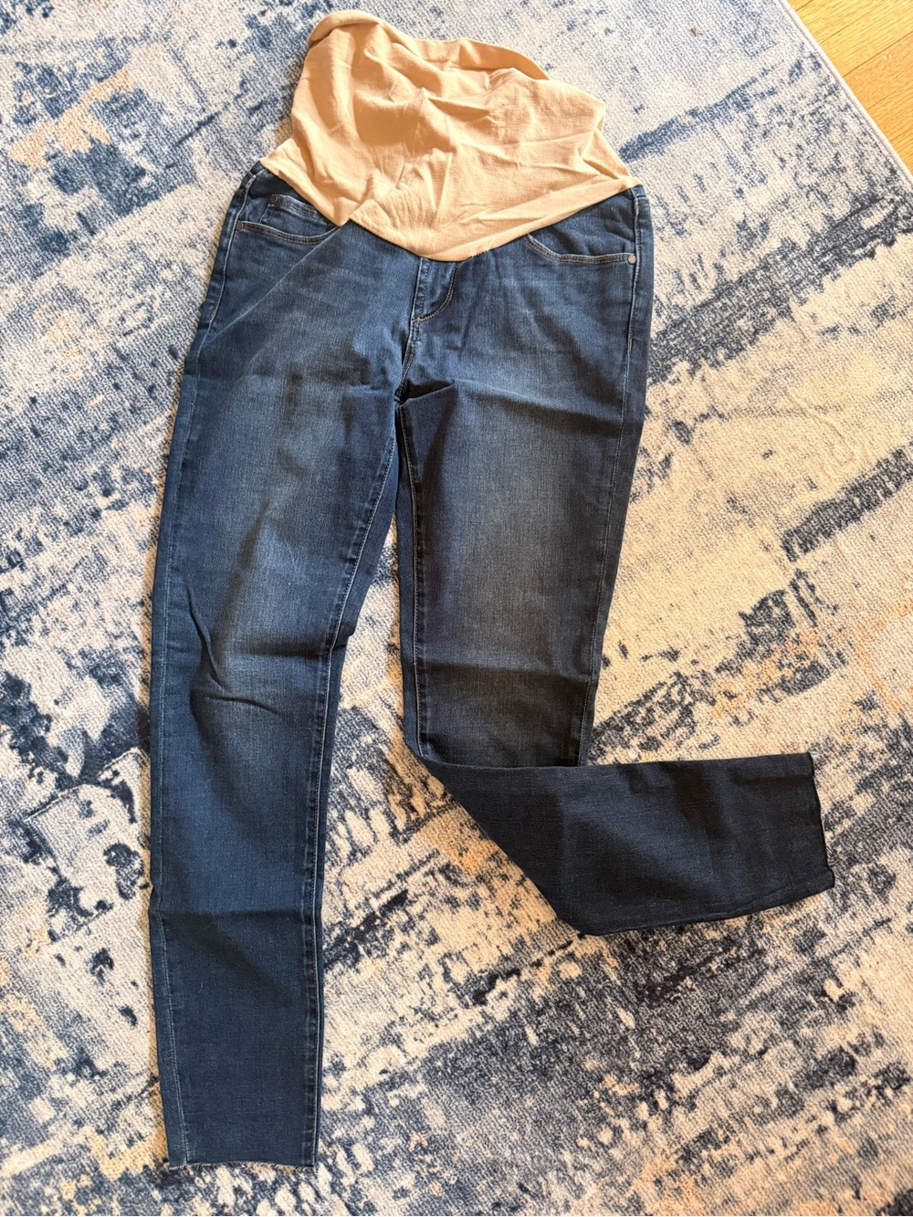 Articles Of Society Dark Blue Skinny Maternity Jeans with Beige Panel